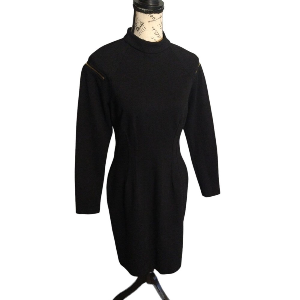 Cache  long sleeve dress Black Sz 8 Y2K Classic Sleek
